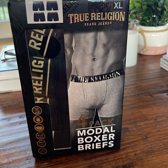 True Religion ALL BLACK MODAL Boxer Briefs XL - Picture 1 of 7